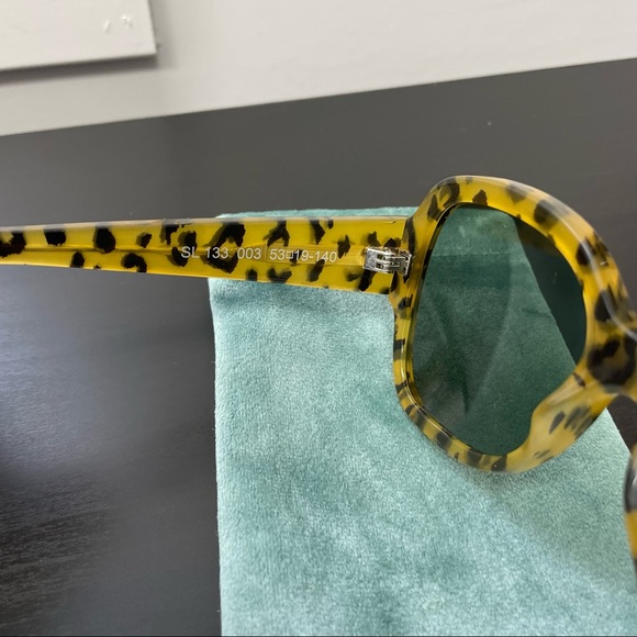 Saint Laurent Brown & Black Cheetah Tortoise Plastic Square Frame Sunglasses - Picture 4 of 13